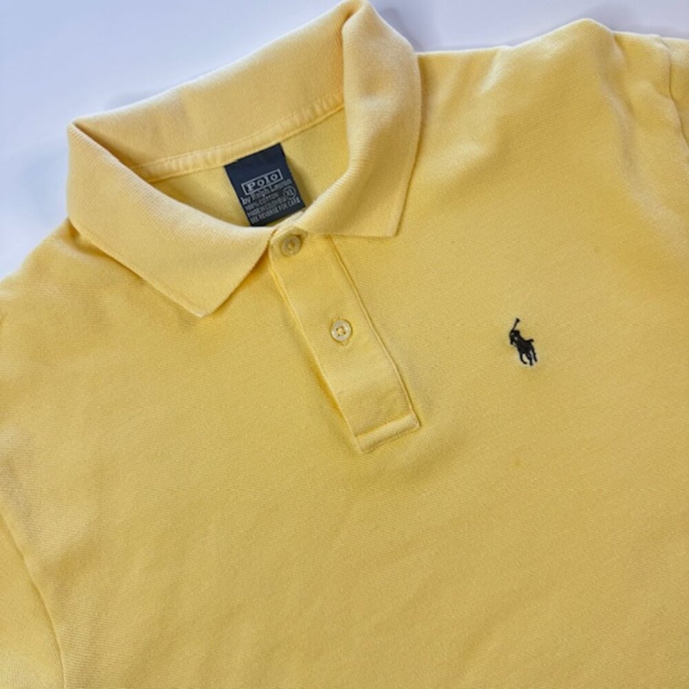 Polo Ralph Lauren Polo Shirt Men's/Youth XL Yellow With Blue Pony 100% Cotton